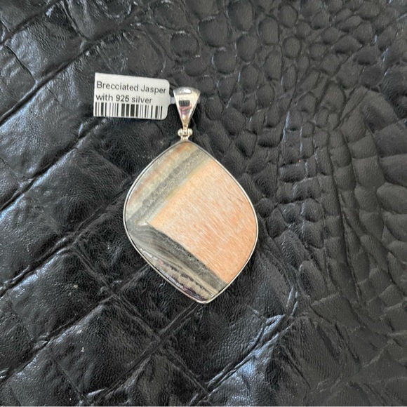 One of a kind brecciated jasper sterling silver pendant - Picture 4 of 9